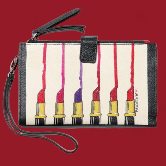Brighton Handbags - New Brighton Fashionista Hot Lips Double Zip Leather Wallet  Wristlet